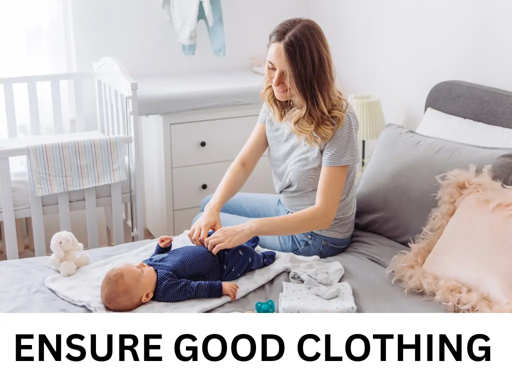 Mom dressing her baby in cozy outfits for essential care of newborn